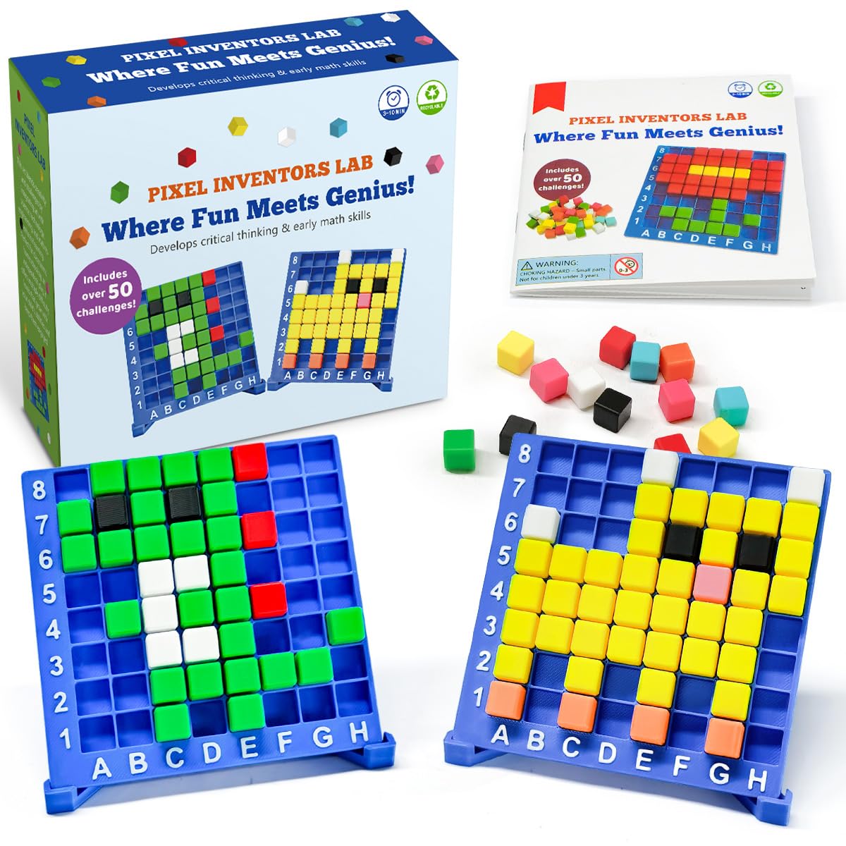 Pixel Art Craft Kits STEM Toys, Brain Teaser Games, Kindergarten Game, Back to School, Encourages Hands-on STEM-Based Play Craft Gifts for Age 5+