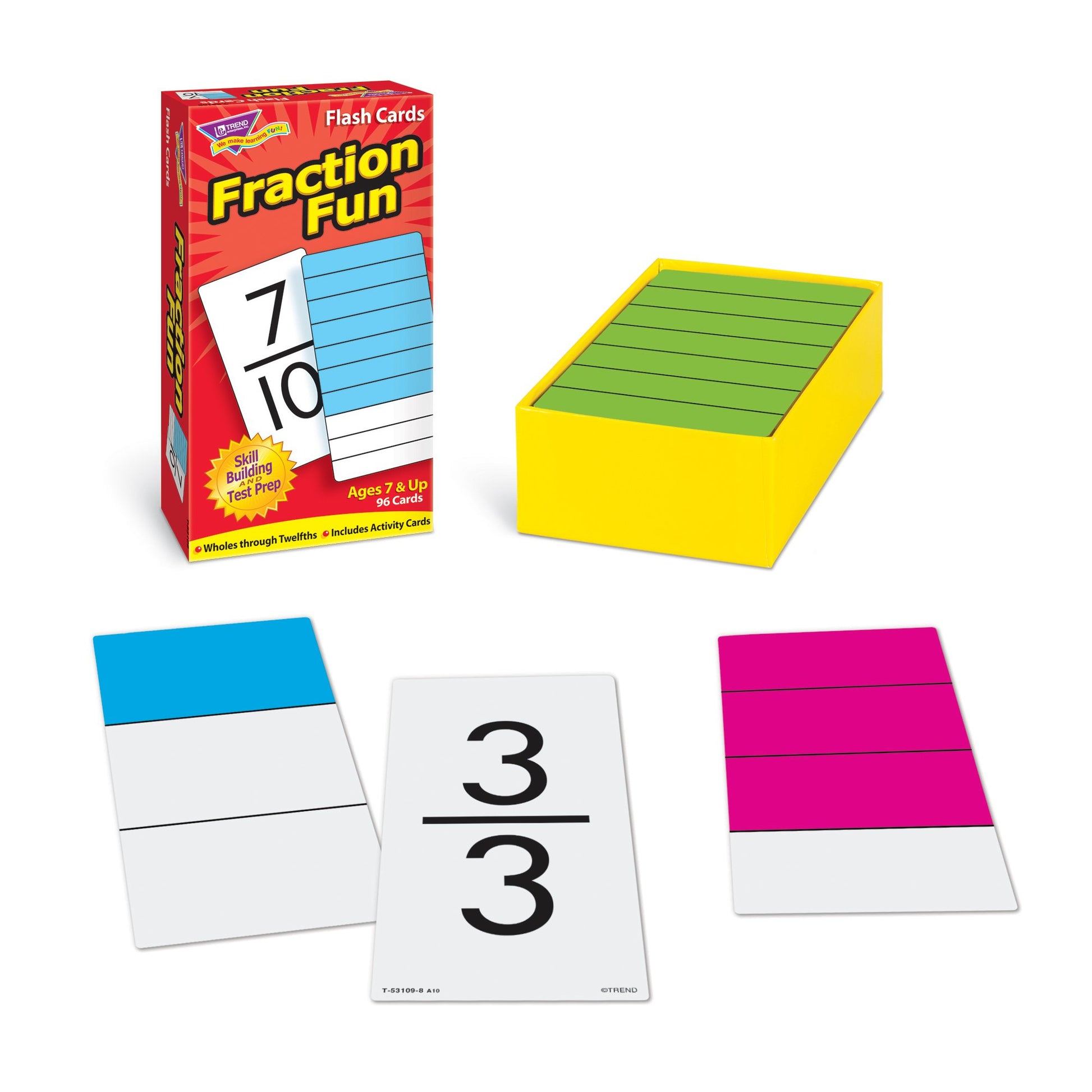 TREND ENTERPRISES: Fraction Fun Skill Drill Flash Cards, Wholes to Twelfths in Symbols & Graphs, Exciting Way for Everyone to Learn, Great for Skill