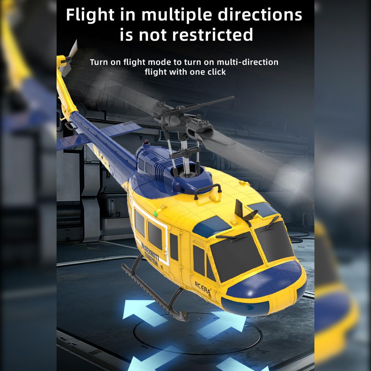 Wodoochey C032 UH-1 Huey RC Helicopter for Adults - 1/48 Scale 2.4G 6CH Flybarless Remote Control Helicopter Model, 3D Stunt Flight & High-Precision
