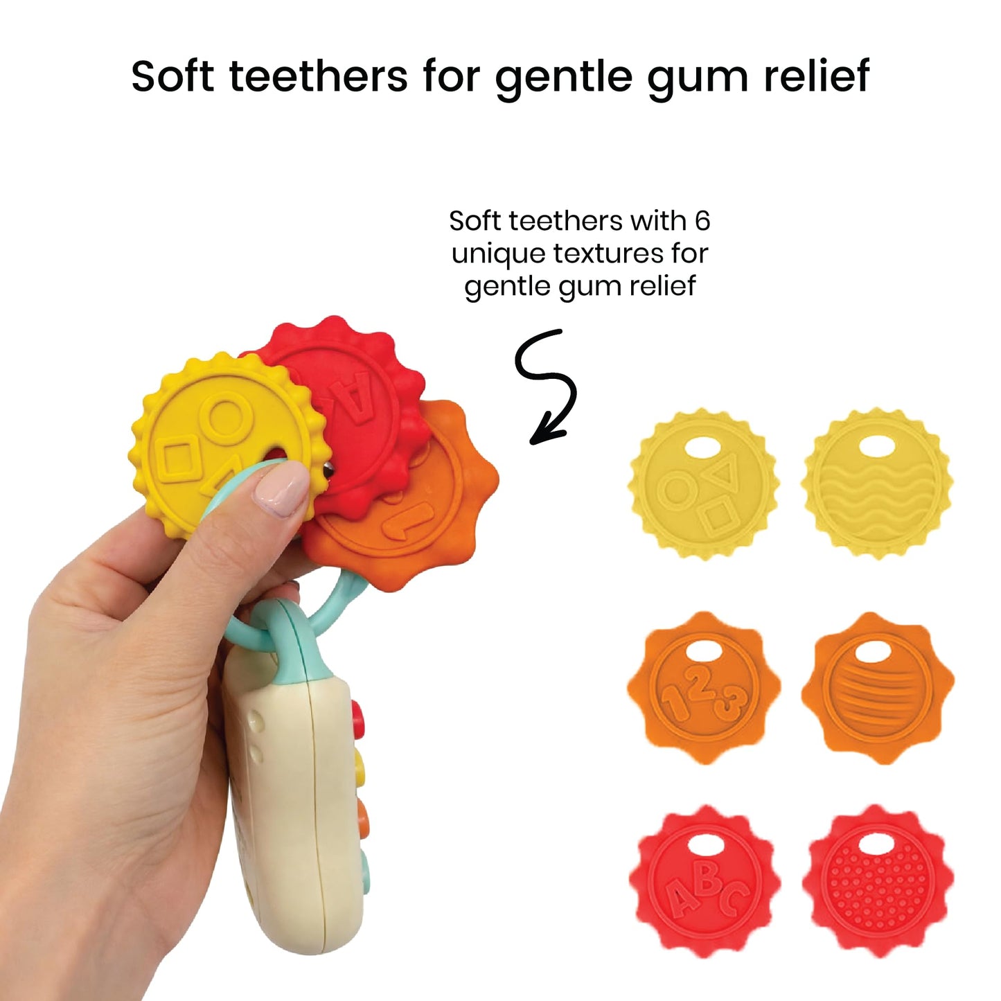 Lulyboo My First Teething Car Keys: BPA-Free Silicone teether with Soft Textures, Gentle Gum Relief, Light-up Button and car Sounds. Easy-Grasp Key