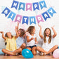 Blue Pink Happy Birthday Banner, Cute Birthday Bunting Decorations for Kids Girls Women Party Supplies