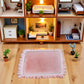 2Pcs Pink Square Carpet, Miniature Fluffy Rug, Lightweight Dollhouse Decor for 1/12 Scale