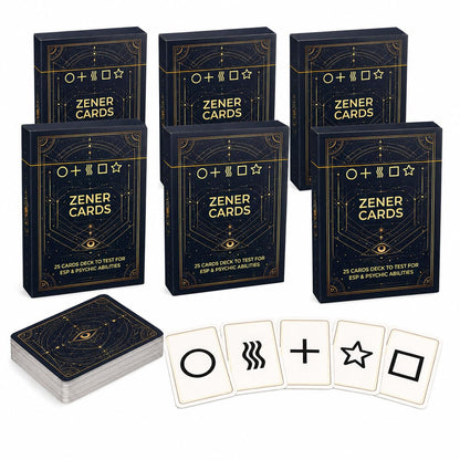 KAIU 150PCS Zener Cards, ESP Testing Cards Deck 2.44 x 3.42, 6 Pack of 25 Each, 5-Symbol Unmarked Psychic Test Cards for Intuition Training, Classroom