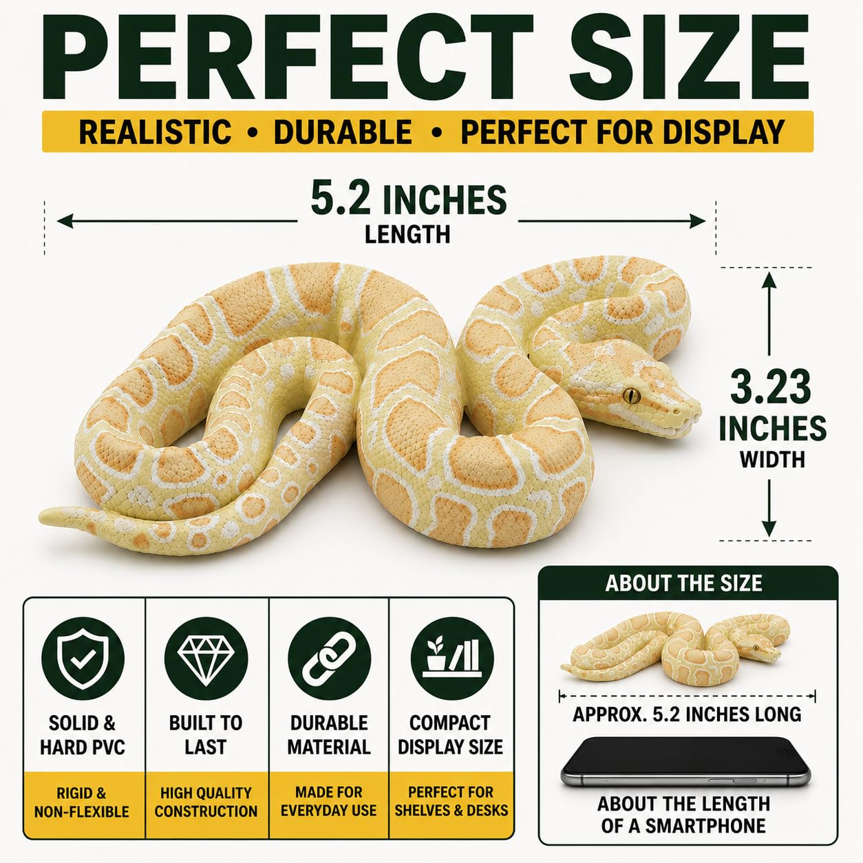 Safari Ltd. Albino Burmese Python Figurine - Lifelike 5.5" Snake Figure - Educational Toy for Boys, Girls, and Kids Ages 3+