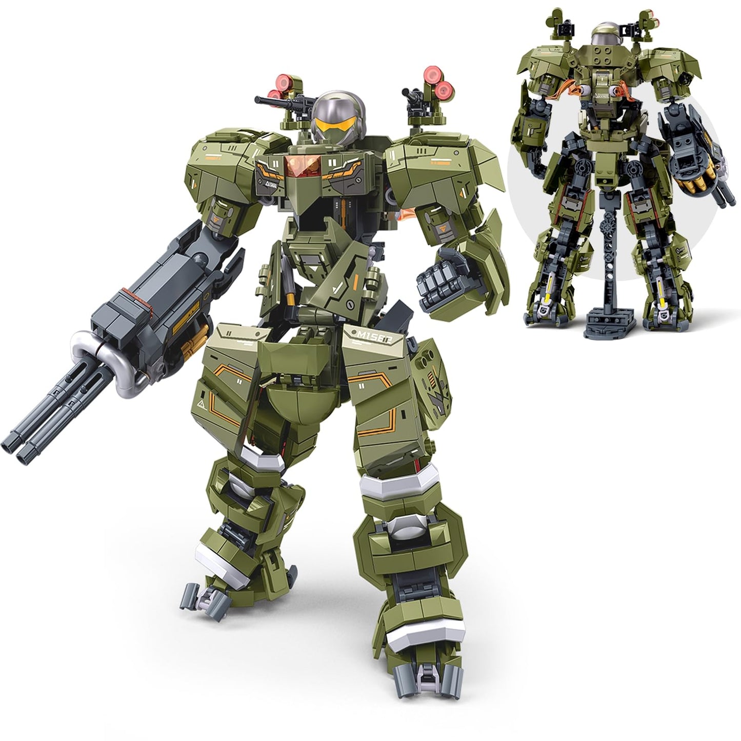 HIGH GODO Main Battle Mech Robot Transforming Building Blocks Set for Adults,City Warrior Justice Hero Soldier Mech Model Building Kit, Cool Creative