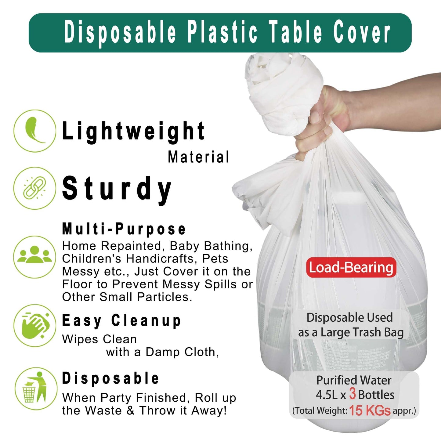White Plastic Tablecloths 2 Pack Disposable Table Covers 84 Inch Circle Bridal Shower Party Tablecovers PEVA Solid Table Cloths for BBQ Picnic