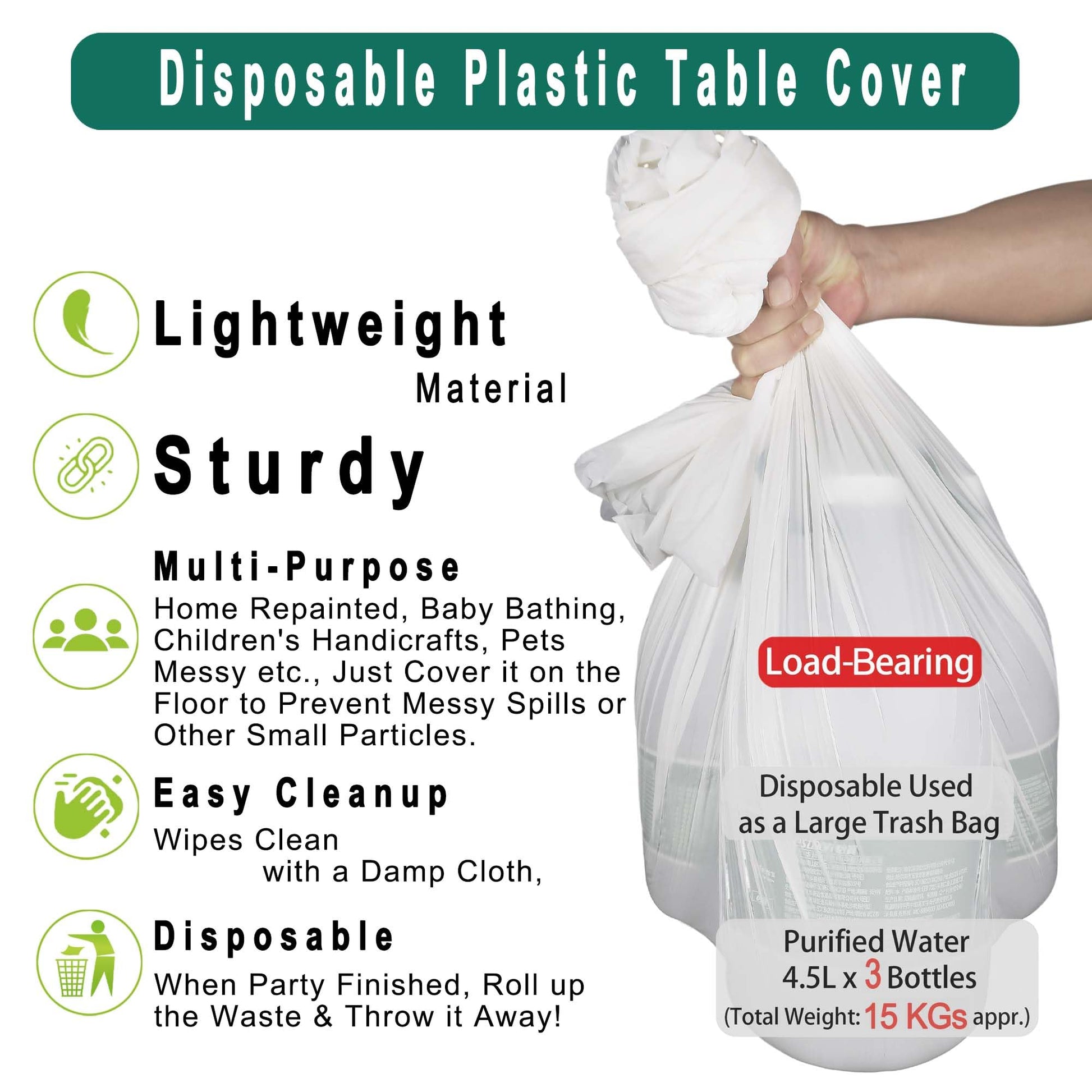White Plastic Tablecloths 2 Pack Disposable Table Covers 84 Inch Circle Bridal Shower Party Tablecovers PEVA Solid Table Cloths for BBQ Picnic