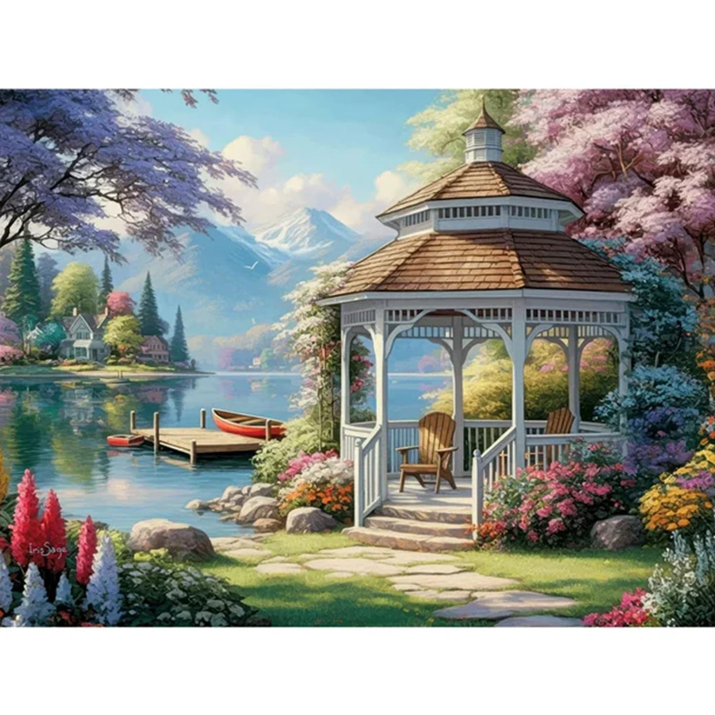 Bits and Pieces 300 Piece Puzzles for Adults Peaceful Waterside Puzzle 3-Pack - 300 Large Pieces 18" x 24" Jigsaw Puzzles, Iris Sage, No 2 Pieces