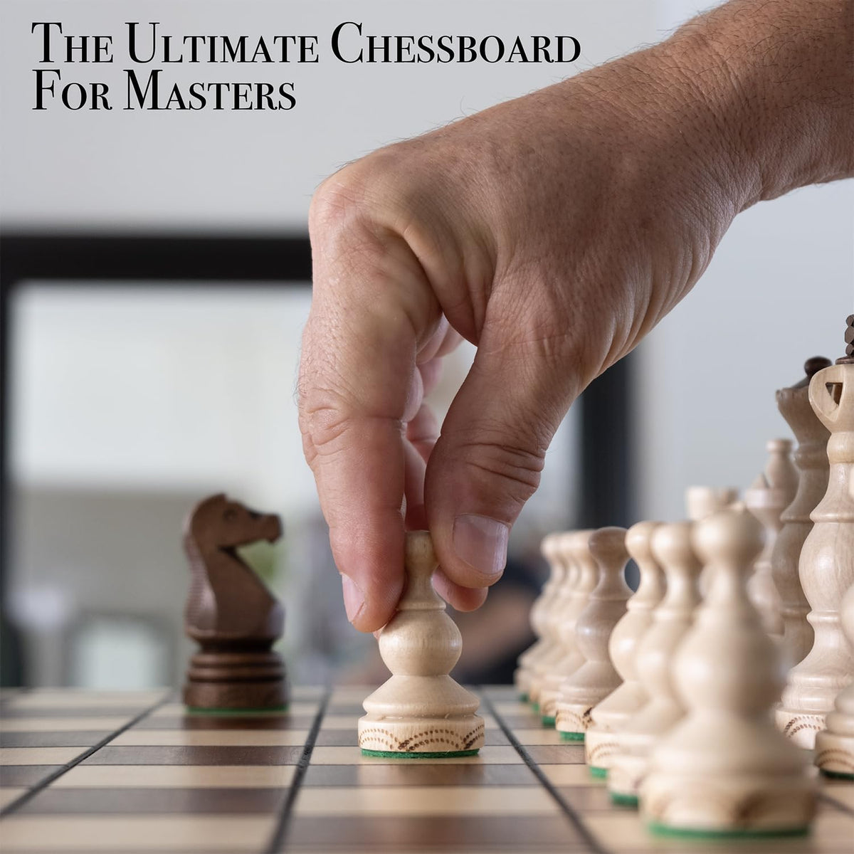 Wegiel Legate Luxury Wooden Chess Set for Adults and Kids - 18 Inch Handcrafted from Premium Beech and Birch Wood - Unique Folding Design with Chess