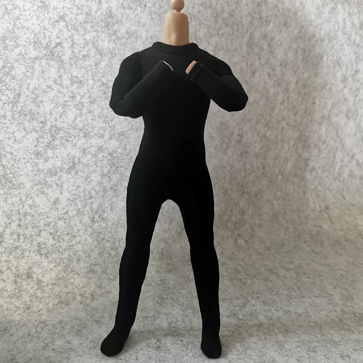 1/6 Scale Male Figure Clothes Long Sleeved Bodysuit Undercoat Jumpsuit Cloth for 12'' Action Figure Doll Clothes (Black)
