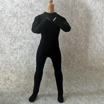 1/6 Scale Male Figure Clothes Long Sleeved Bodysuit Undercoat Jumpsuit Cloth for 12'' Action Figure Doll Clothes (Black)
