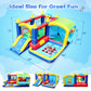 Bestsun Inflatable Bounce House for Kids, Bouncy Castle with Slide, Jumping, Basketball Hoop, Ball Pit, Family Backyard Bouncer, 520W 0.7HP Blower