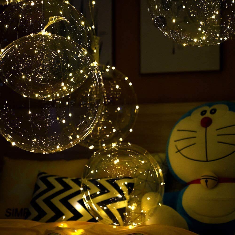 Party Led Balloons, 18 Packs Light Up Balloon Battery Included 3 Meters String Lights Inflated Size 22 Inches Clear Balloon, for Birthday Party