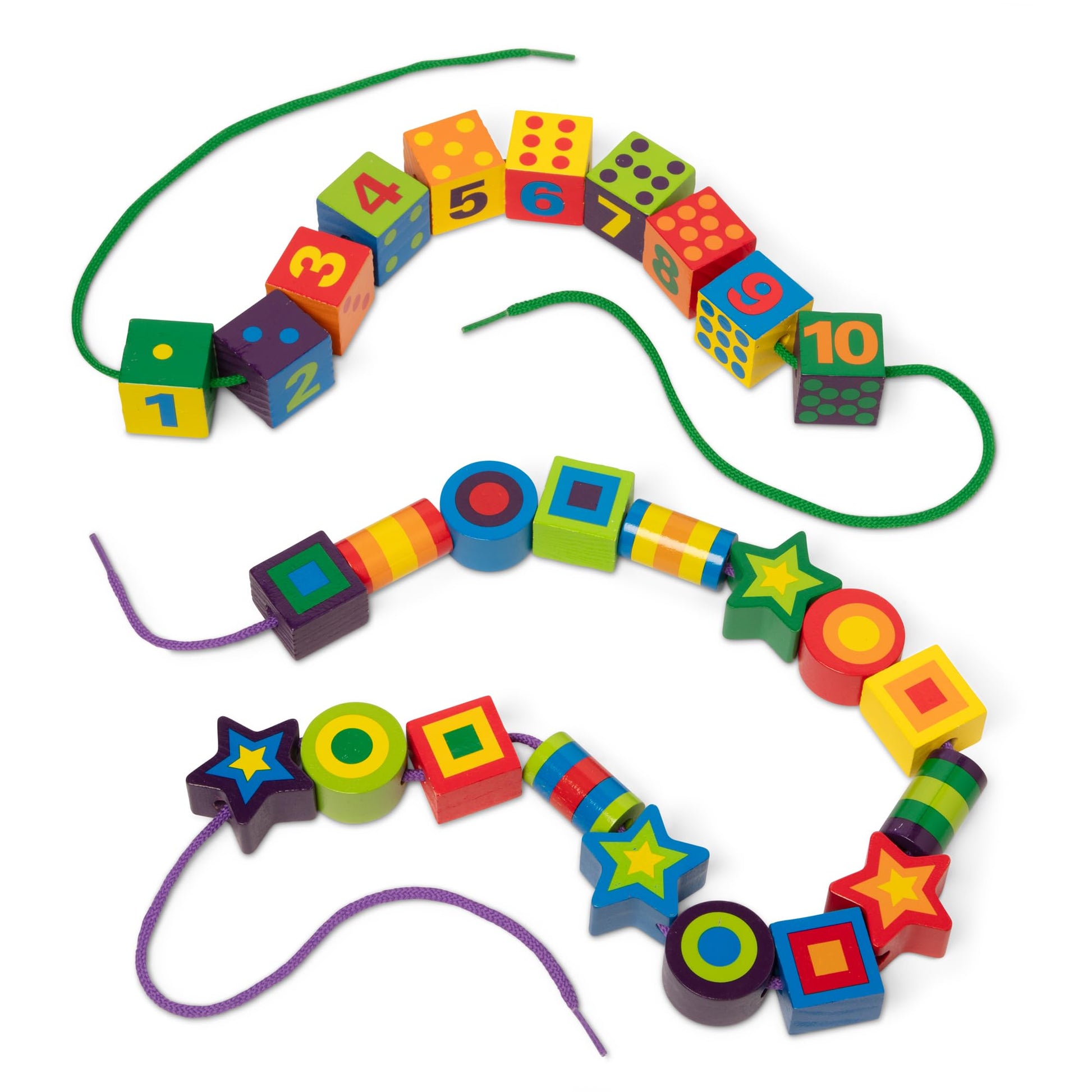 Melissa & Doug Deluxe Wooden Lacing Beads - Educational Activity with 27 Beads and 2 Laces