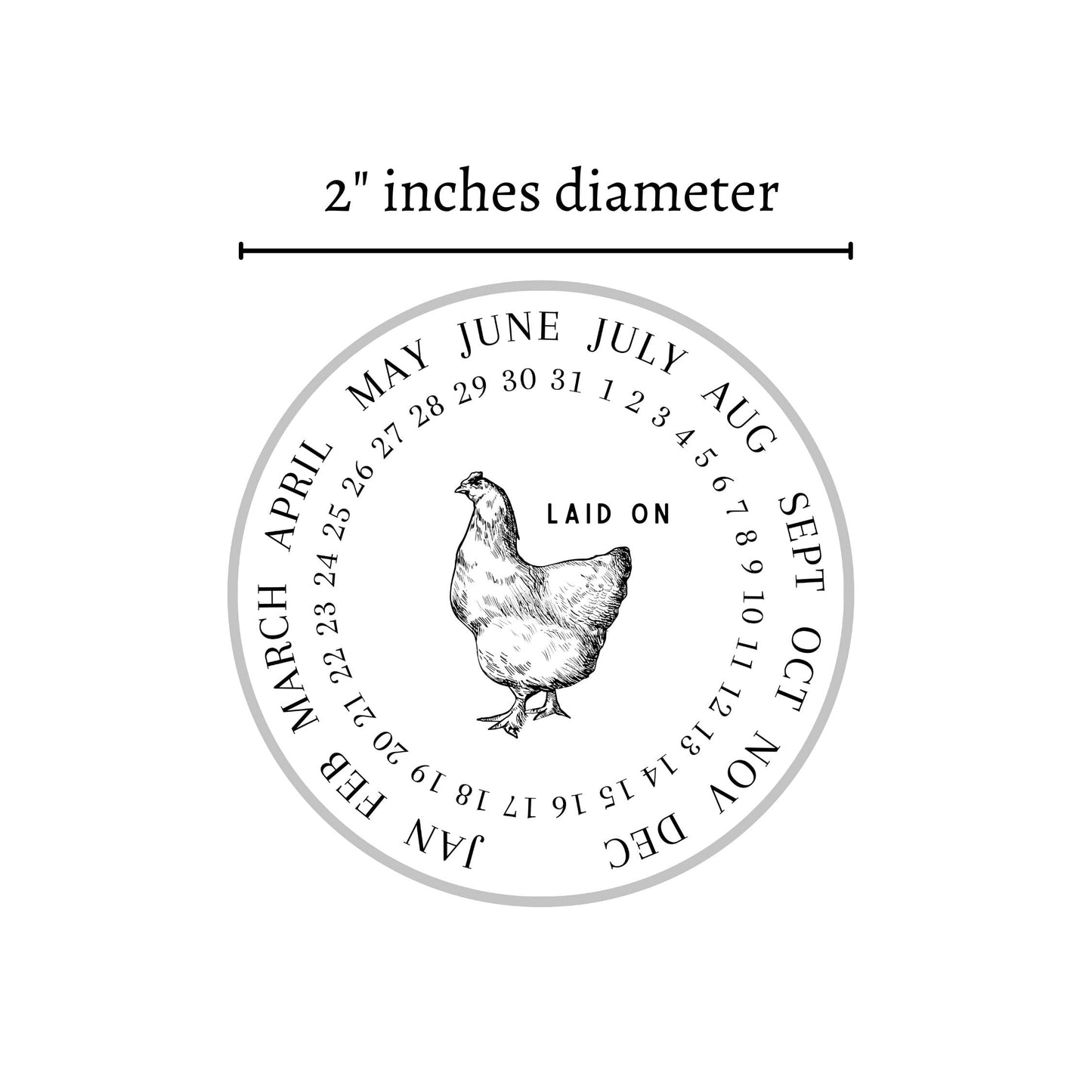 Eggs Laid On Date Stickers | 350 Pc Roll | 2" Round Stickers | Farm Fresh Stickers | Egg Carton Stickers | White with Chicken Design