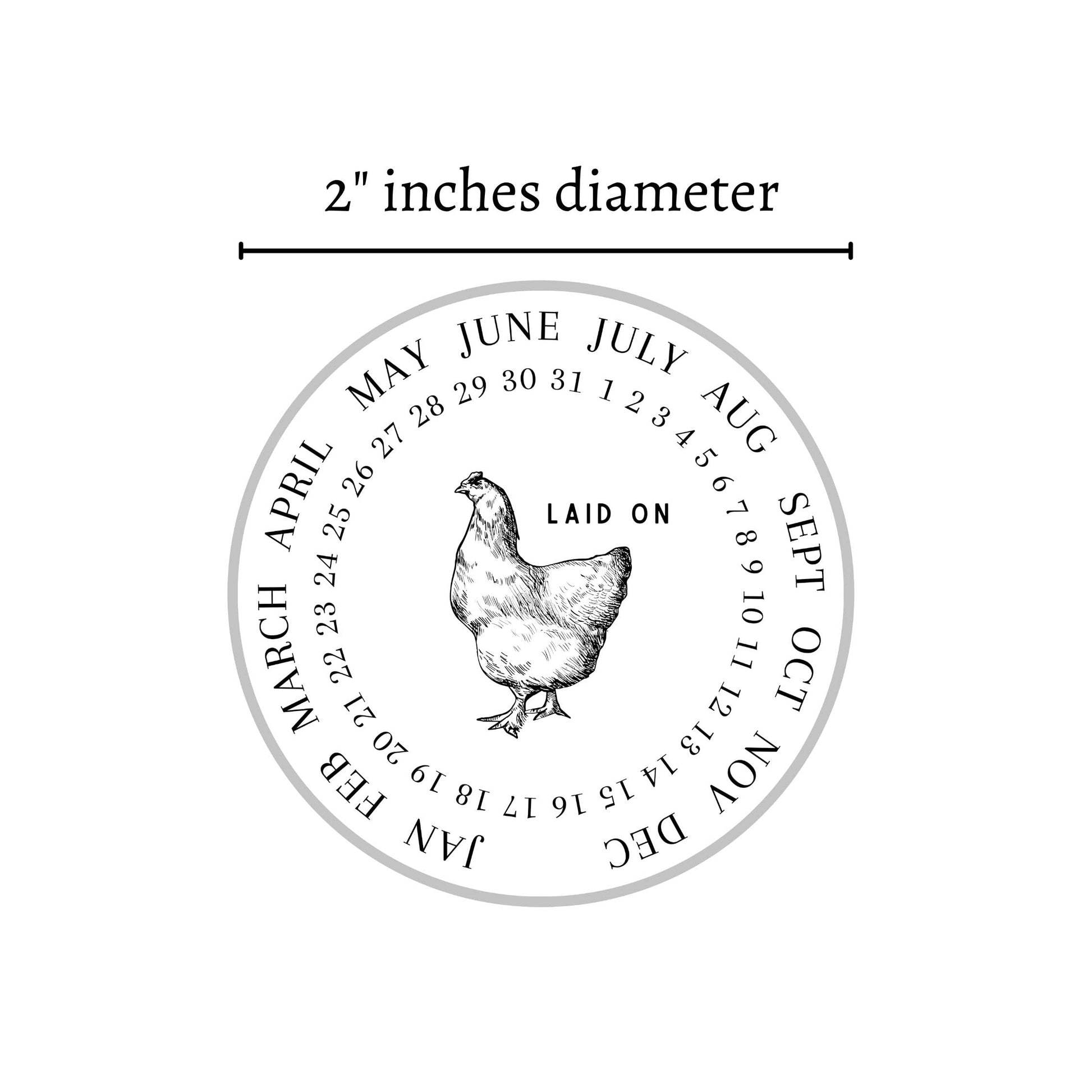 Eggs Laid On Date Stickers | 350 Pc Roll | 2" Round Stickers | Farm Fresh Stickers | Egg Carton Stickers | White with Chicken Design