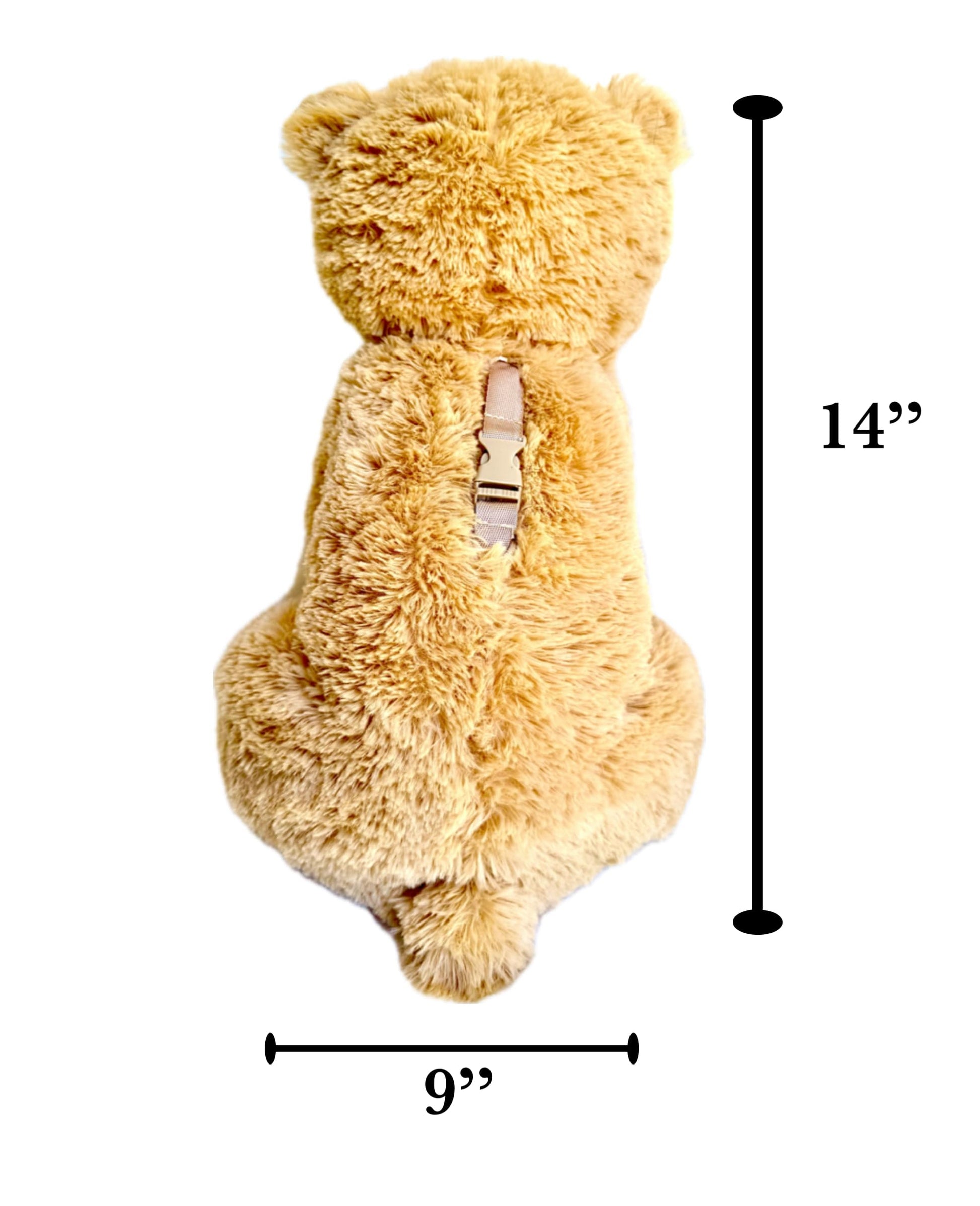 GLEAMING Teddy Bear with Zippered Pocket and Carrying Strap Handle,Bear Plush Toy, 14 inch, Grizzly Bear Brown, Stuffed Animals for Kids, Soft Cuddly