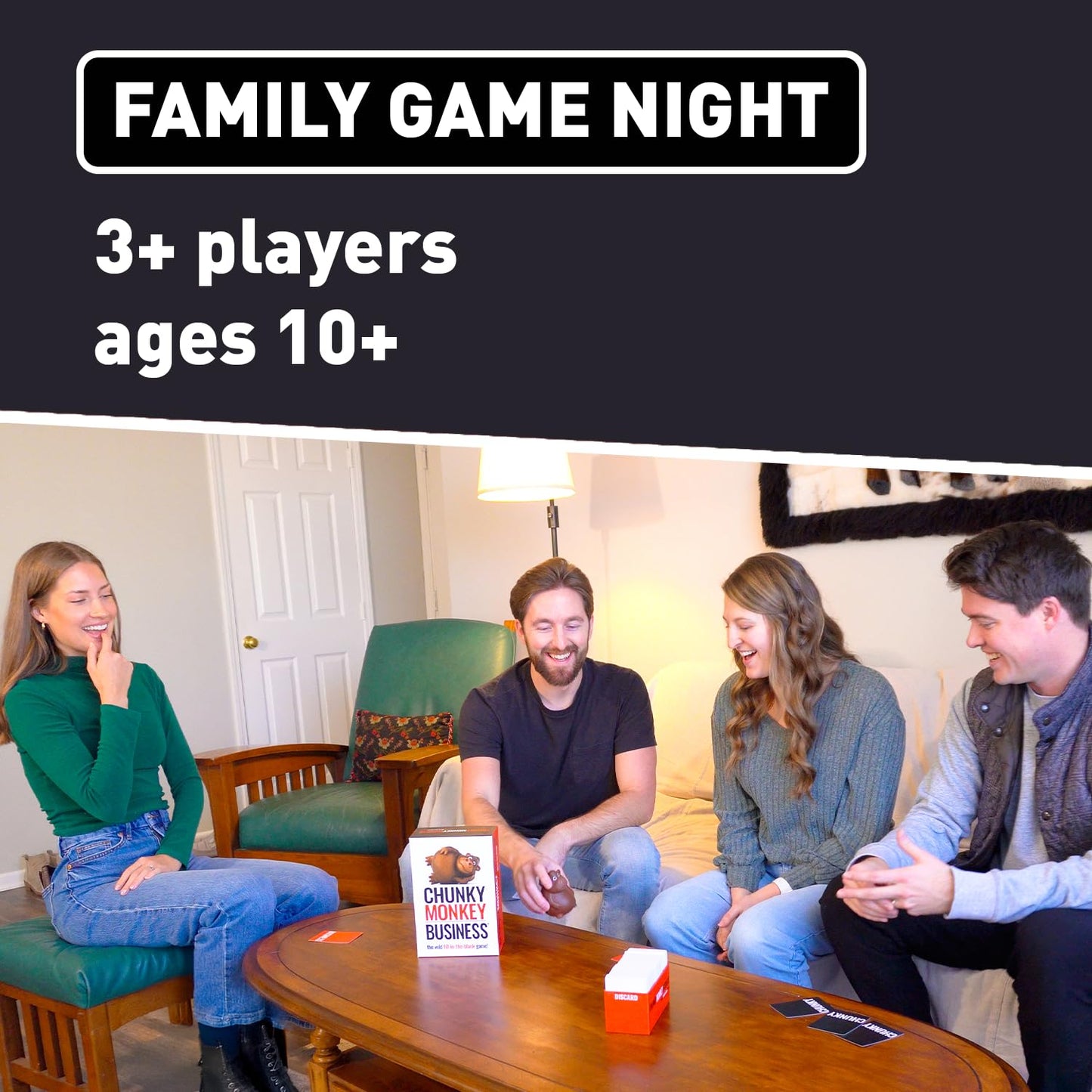 Chunky Monkey Business Party Game - Funny Word Guessing & Fast-Paced Family Game, Hilarious Riddle & Phrase Game for Kids, Teens & Adults, 3-6 Players