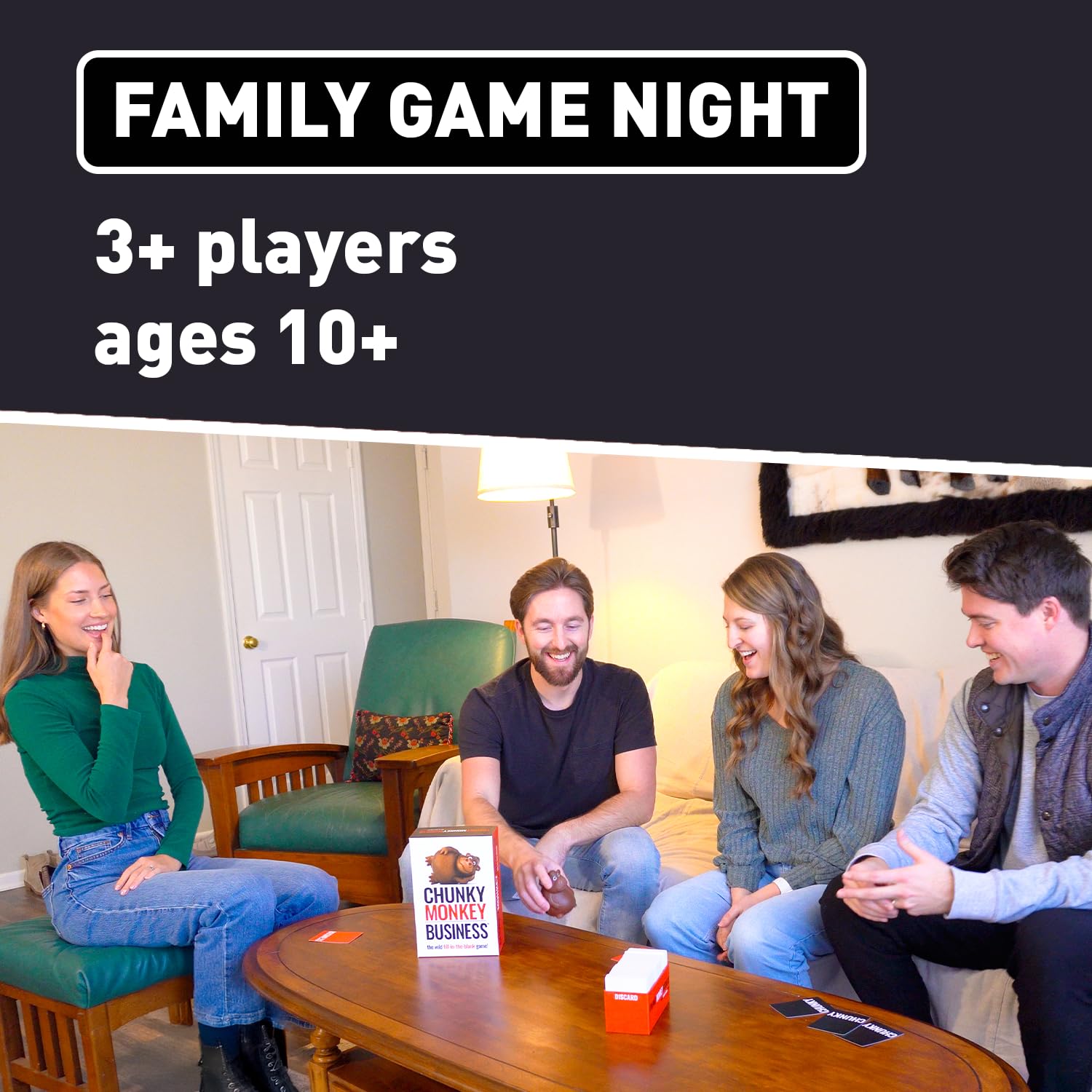 Chunky Monkey Business Party Game - Funny Word Guessing & Fast-Paced Family Game, Hilarious Riddle & Phrase Game for Kids, Teens & Adults, 3-6 Players