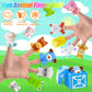 Toddler Learning Toys for 1 2 3 Year Old, Farm Animal Train Set with Counting Sorting Matching, 10 Farm Animals, Finger Puppets & Barns, Easter