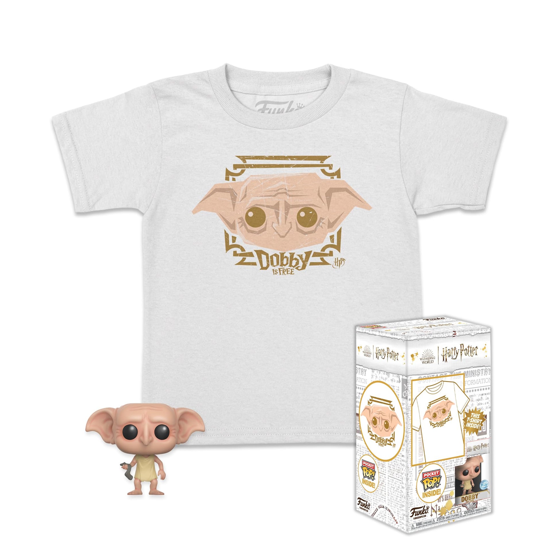Funko Pocket POP! & Tee: Harry Potter - Dobby - for Children and Kids - Medium - (M) - T-Shirt - Clothes with Collectable Vinyl Minifigure - Gift Idea