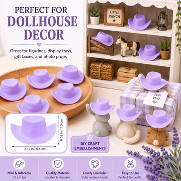 10-Piece Mini Cowboy Hat Party Decorations, Mini Western Doll Hats, Adorable Cupcake Decorations, Style for Dollhouse Cowboy Party Decorations?Purple?