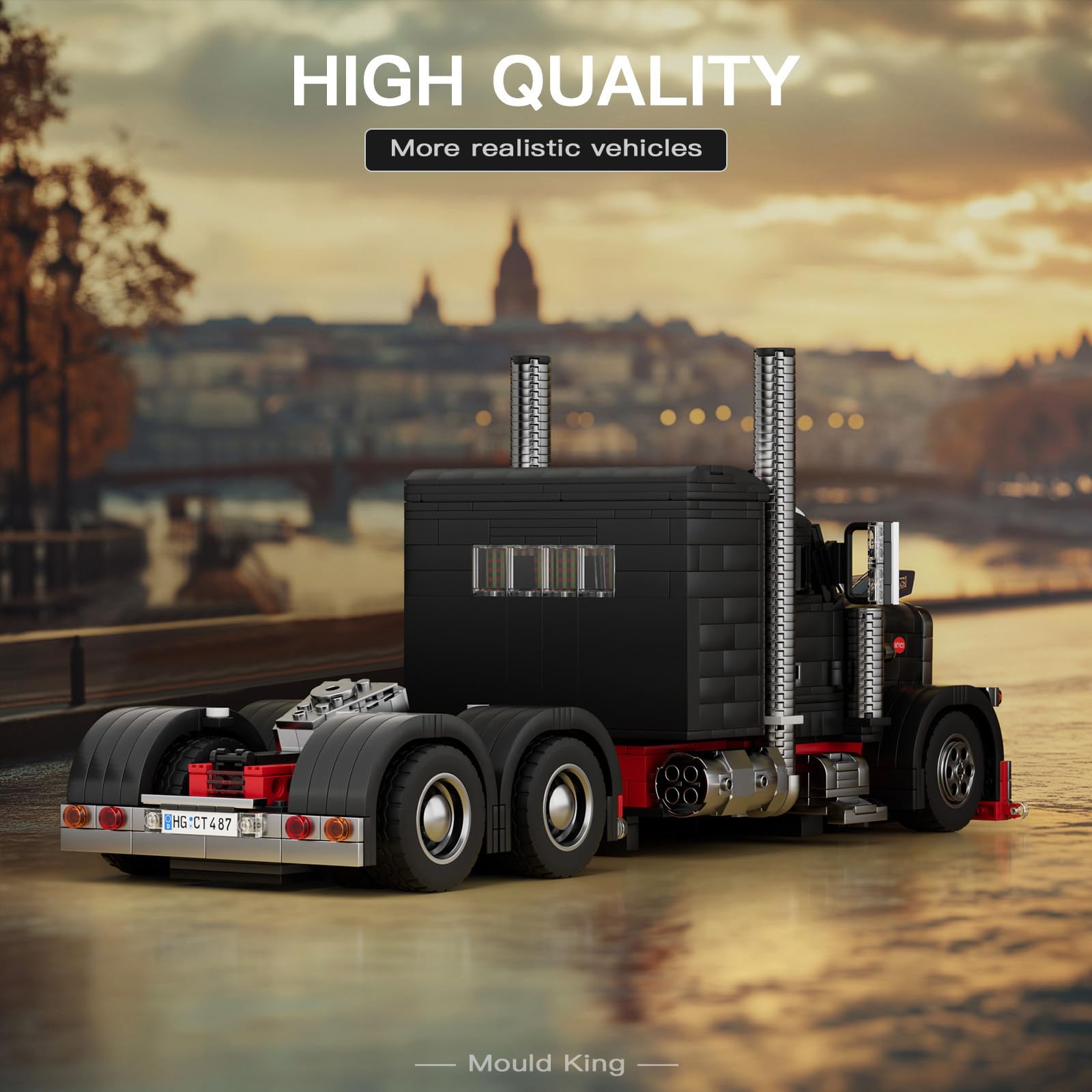 Mould King Semi Truck Building Set, 1814 Pcs Trailer Vehicle Model for 14+