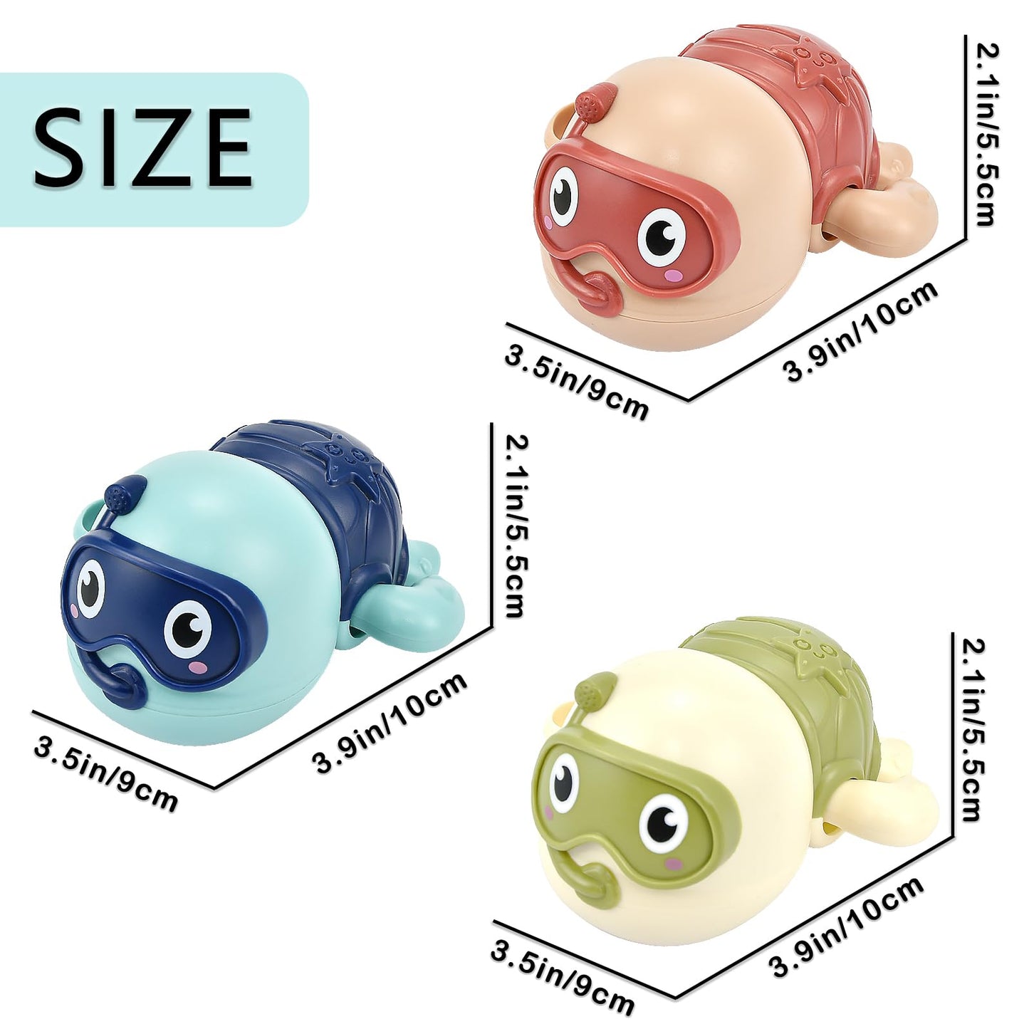 3 Pack Swimming Turtle Baby Bath Toys for Toddler 1-3,2025 Bath Toys Water Pool Floating Wind Up Toys for 1-2 Year Old Boy Girl Gifts, Infant Toddlers