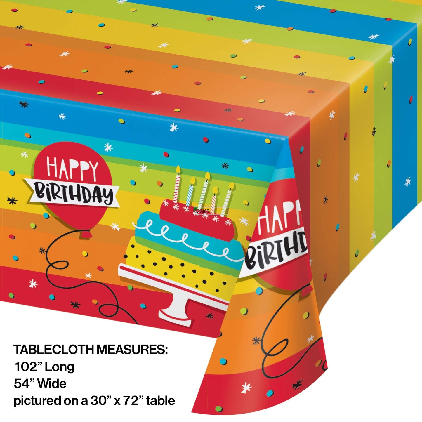 Creative Converting 332465 Hoppin birthday Tablecover, 102”, Multicolor