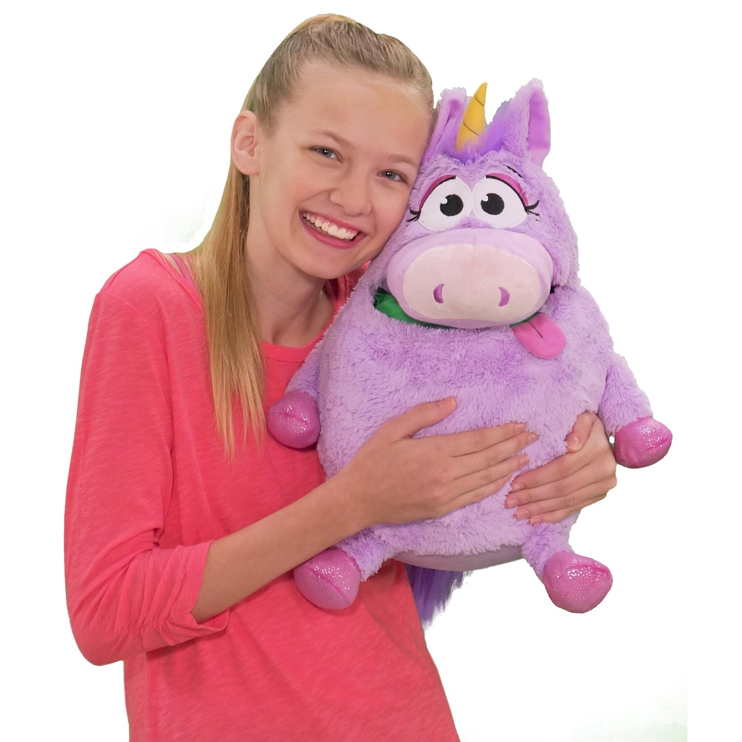 Happy Nappers Tummy Stuffers Unicorn Storage Plush for Blankets and Toys