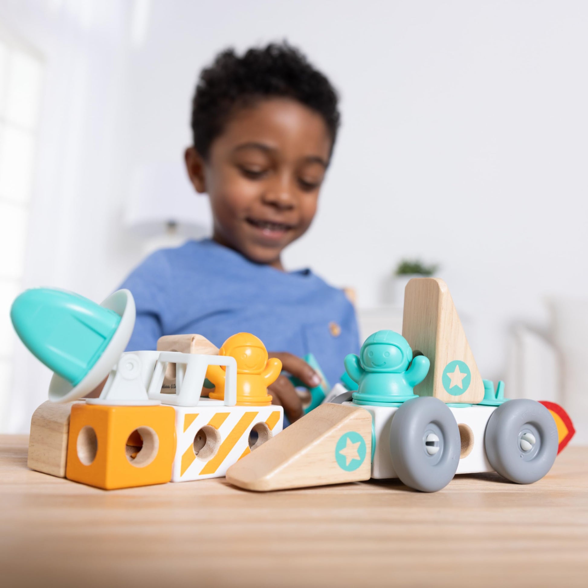 Melissa & Doug Blockables Space Wooden Building Blocks Connectable Toy