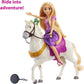 Mattel Disney Princess Toys, Rapunzel Fashion Doll & Maximus Horse Set with Saddle, Brushable Tail, Styling Accessories & Pascal Figure