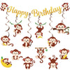 Monkey Birthday Decorations Monkey Birthday Banner Hanging Swirls Stickers Monkey Party Decorations Banana Birthday Decorations Monkey Monkey Decor