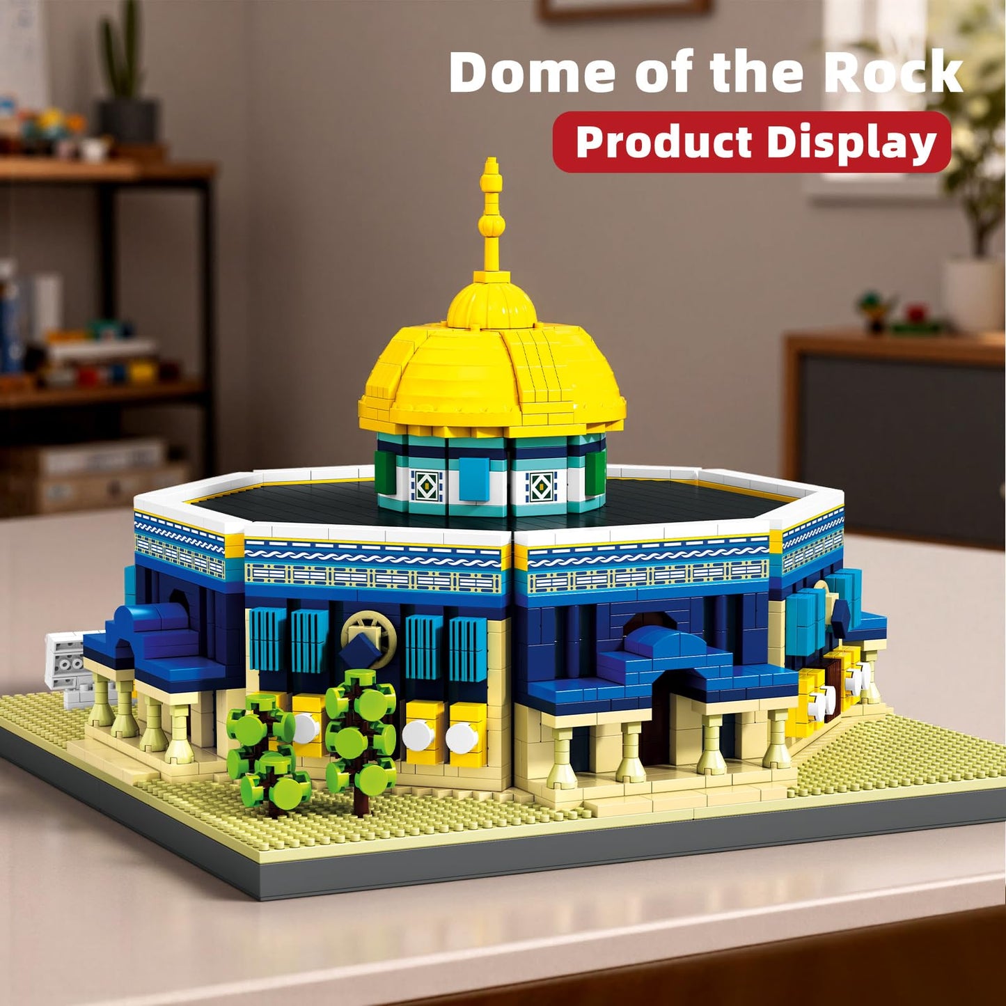 LQPFBSM Dome of The Rock Building Blocks Sets Islamic Architecture Building Kits World Famous Landmark Model Toys Eid Gifts for Muslim Adults Kids