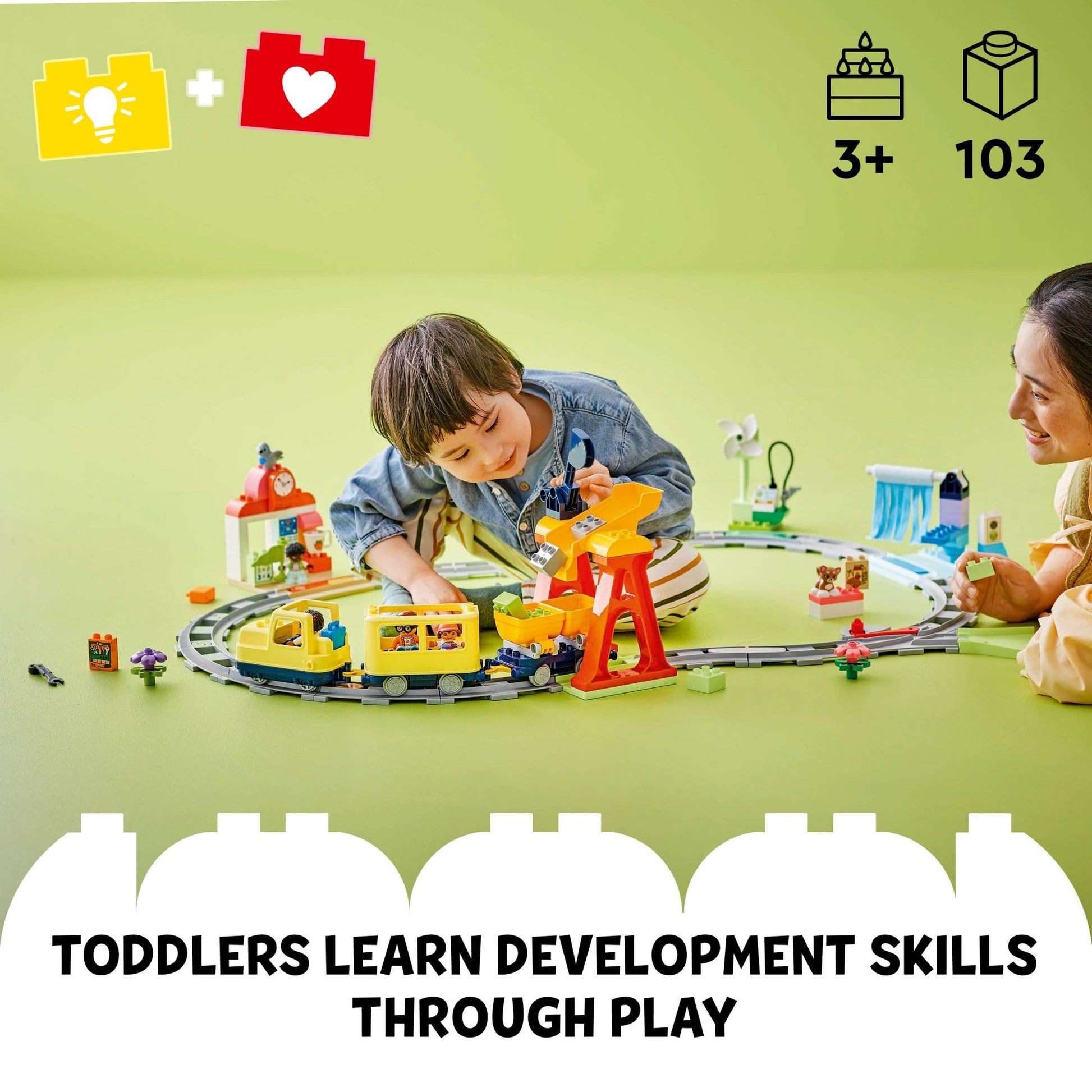 LEGO DUPLO Town Big Interactive Community Train Set - Learning Toddler Train Toy Playset for Boys and Girls, Ages 3+ - Gift Idea for Birthdays