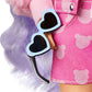 Barbie Extra Doll & Accessories with Long Periwinkle Hair, Teddy Bear-Print Denim Jacket, Matching Shorts & Pet Puppy