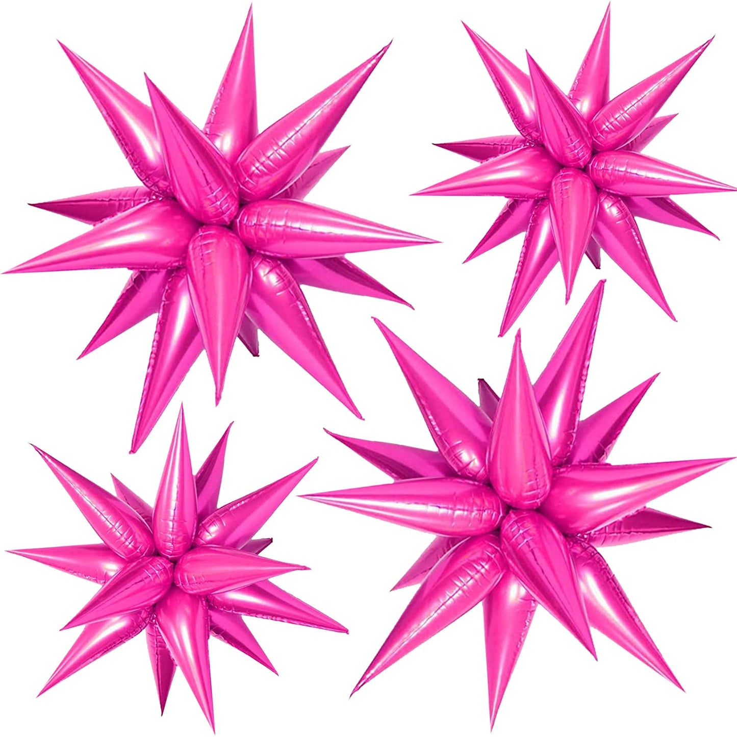 FUNTOOB Hot Pink Balloons Star Balloons Metallic Star Foil Balloons Hot Pink Star Cone Balloons Starburst Balloon Spike Balloons for Birthday