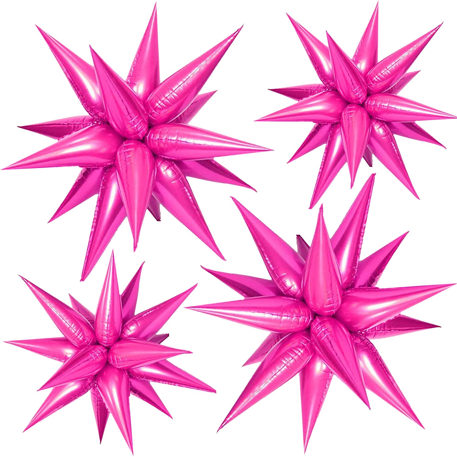 FUNTOOB Hot Pink Balloons Star Balloons Metallic Star Foil Balloons Hot Pink Star Cone Balloons Starburst Balloon Spike Balloons for Birthday