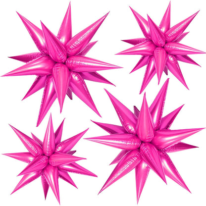 FUNTOOB Hot Pink Balloons Star Balloons Metallic Star Foil Balloons Hot Pink Star Cone Balloons Starburst Balloon Spike Balloons for Birthday