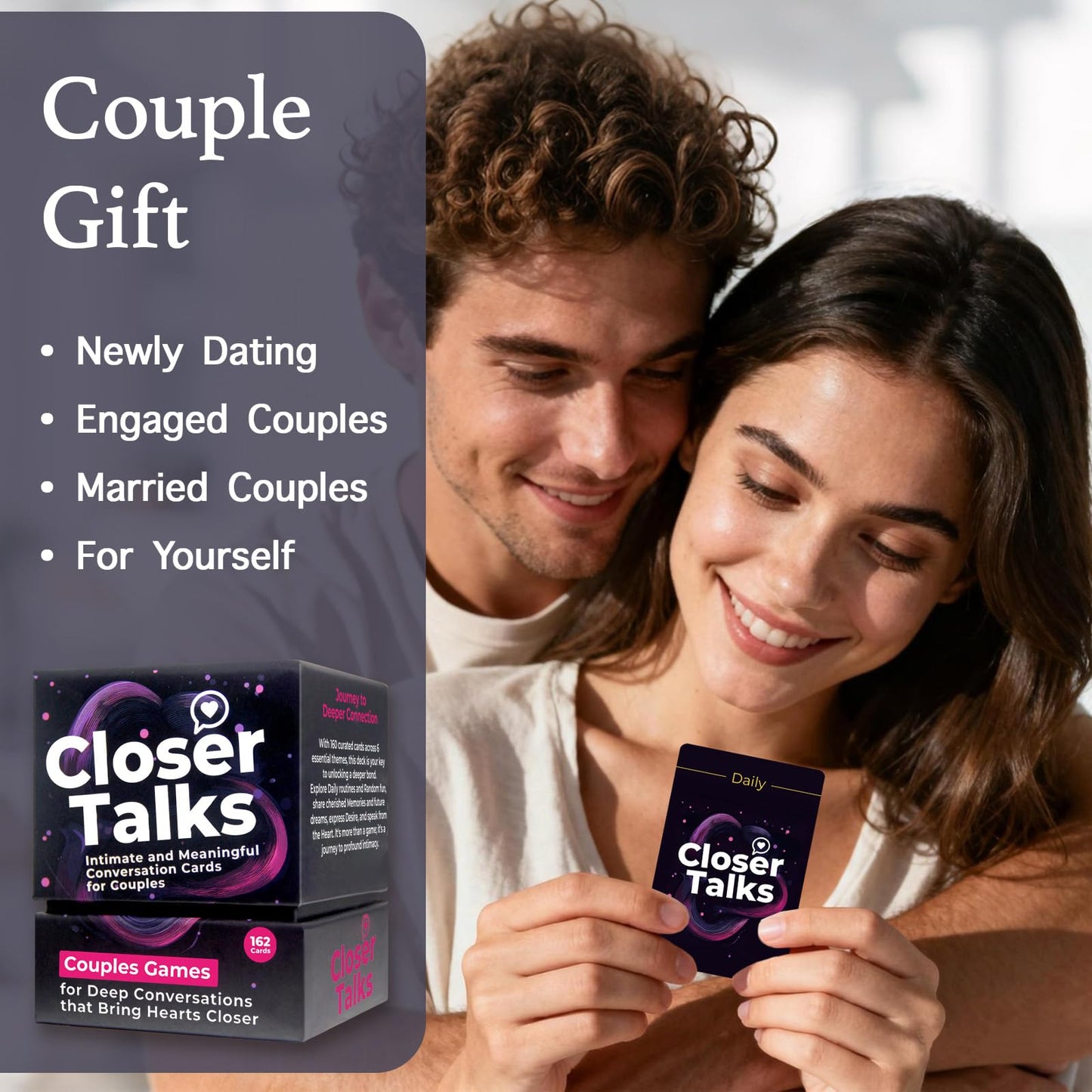 Hesuuho Couples Games, Conversation Cards Game Couples Edition, 162 Closer Talks Cards, Conversation Starters for Date Nights, Couples Gifts, Romantic