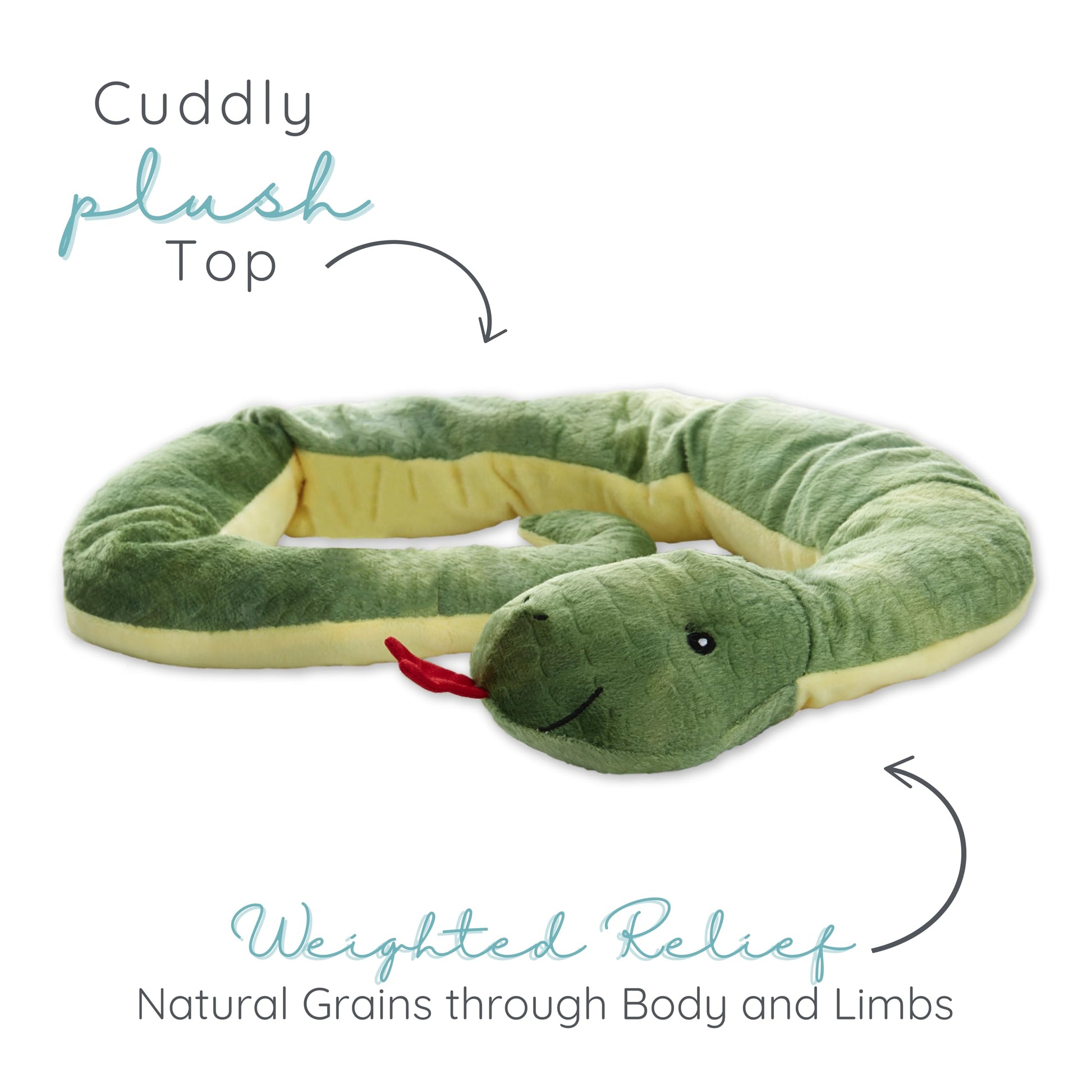 1i4 Group Sammy the Snake - Microwavable & Weighted Plush Stuffed Animal - Heated Plushie for Warmth - Cute, Soft, Cozy Toy for Adults & Children