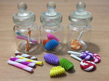 3pc Miniature Candy Cake Food Cookie Dollhouse Cake in Clear Glass Mini Bottle fruit Food #MF012