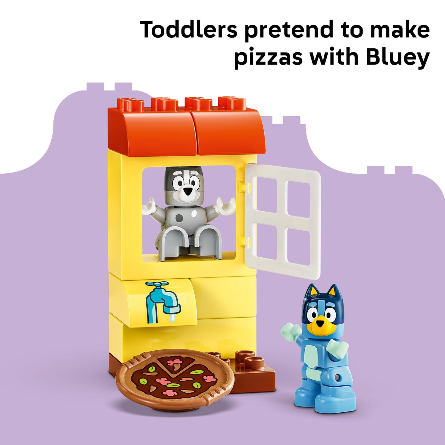 LEGO DUPLO Bluey Pizza Girls with Muffin and Bluey - Learning and Building Toy for Toddlers, Ages 2+ - Bluey Playset with 2 Toy Figures for Boys