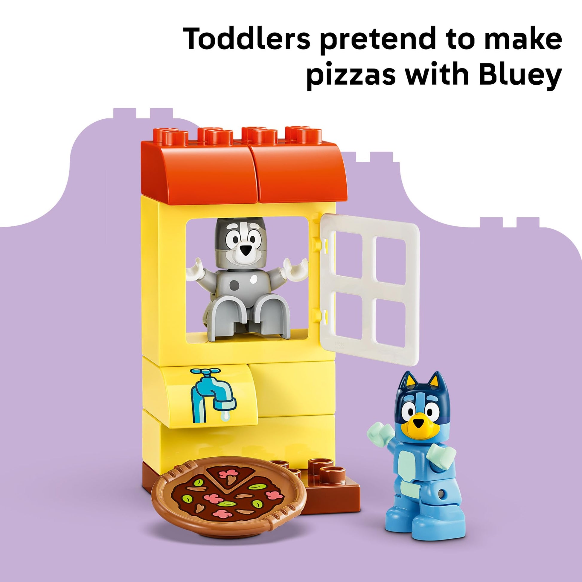 LEGO DUPLO Bluey Pizza Girls with Muffin and Bluey - Learning and Building Toy for Toddlers, Ages 2+ - Bluey Playset with 2 Toy Figures for Boys