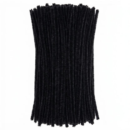 Black Craft Pipe Cleaners (80 Pack) Chenille Stems for Hair lcos DIY Art Craft Decorations Creative (0.24 x 12 Inch)