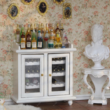 iLAND Dollhouse Furniture Mini Wine Cabinet Dollhouse Kitchen 1 12 Scale Furniture for Miniature Wine Bottles Wooden Mini House Shelf Mini House Décor