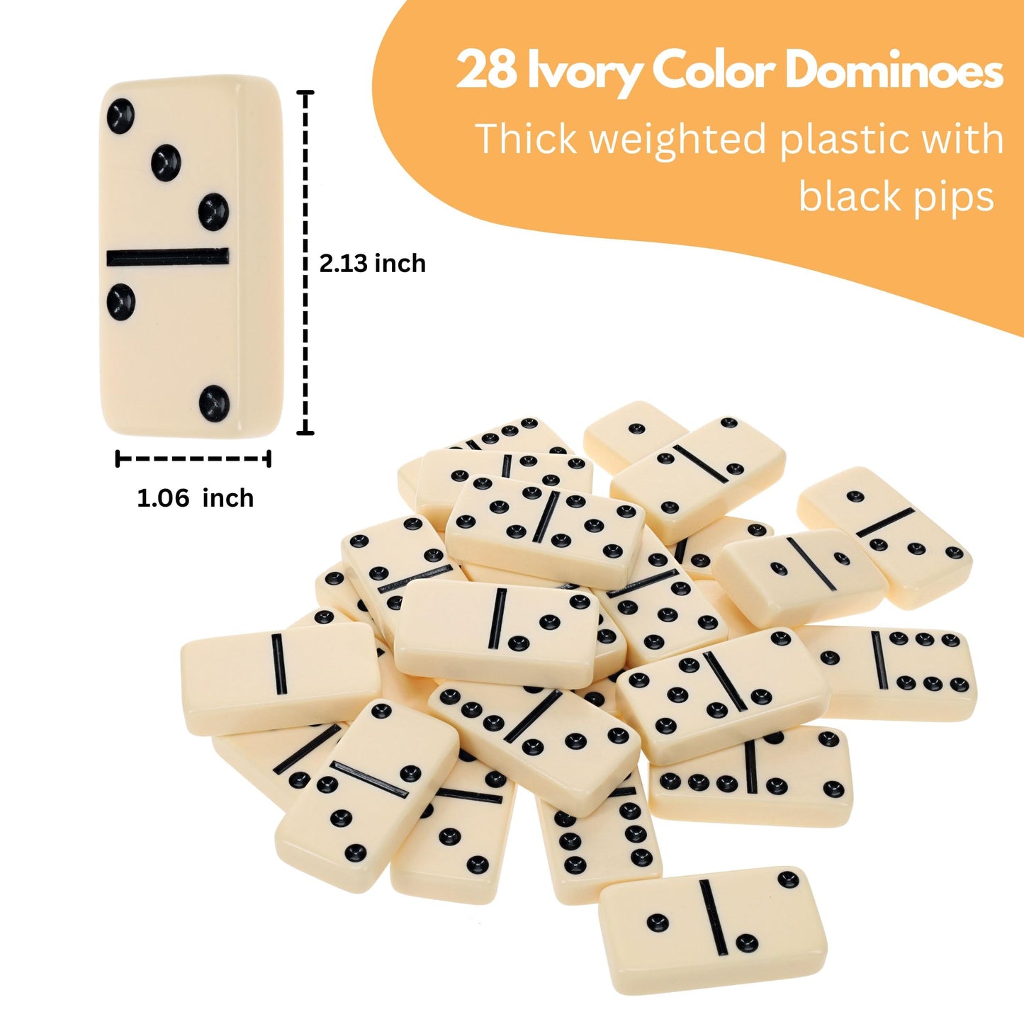 WE Games Double 6 Dominoes in Engraved Natural Wooden Treasure Box, Dominoes Set for Adults, Ivory Color Double Six Domino, Classic Board Games, Tile