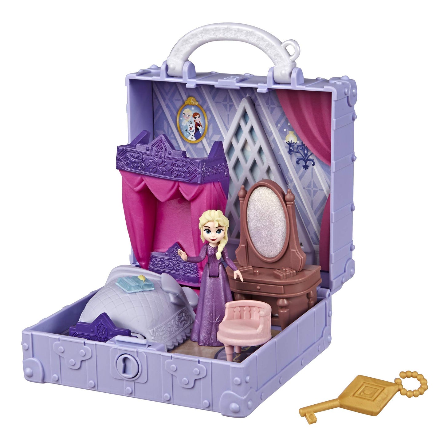 Disney Frozen Pop Adventures Elsa's Bedroom Pop-Up Playset with Handle, Including Elsa Doll, Diary, Chair, & Blanket Accessories - Toy for Kids Ages 3