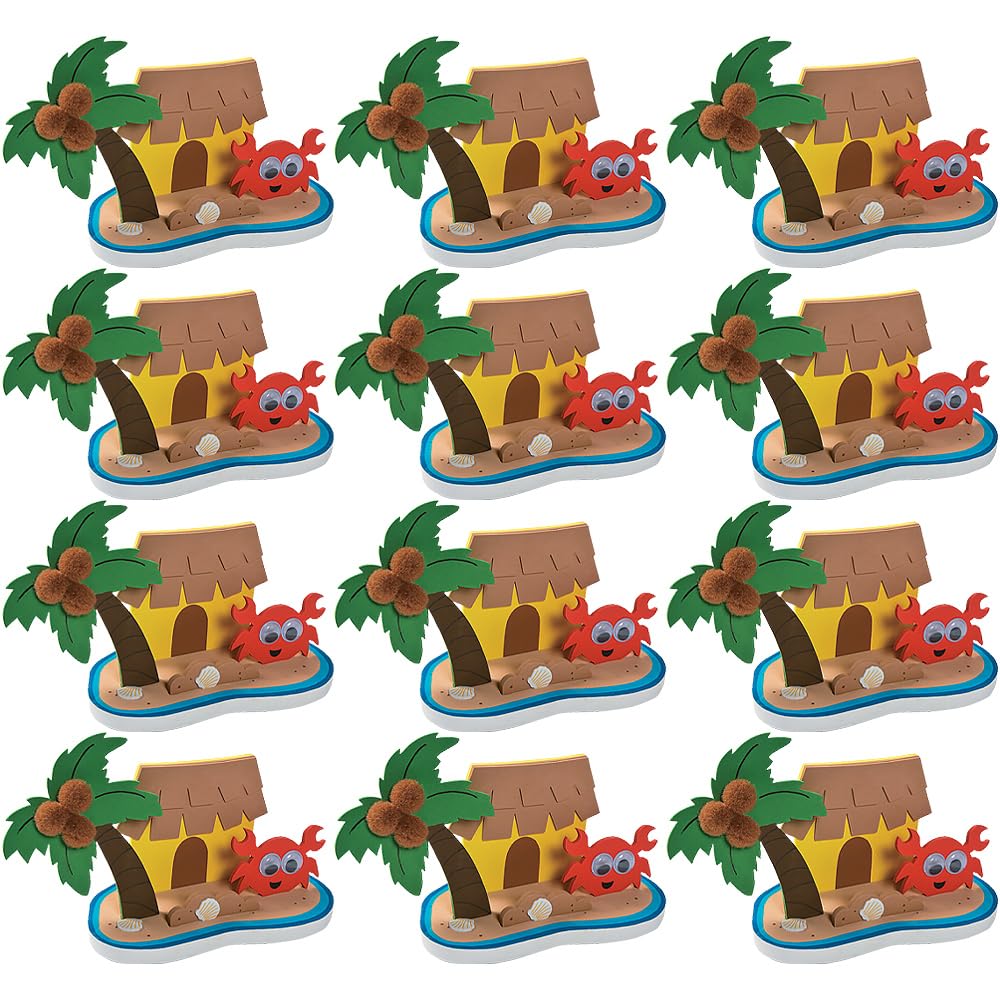 Fun Express 3D Tropical Island Scene Craft Kit - Craft Kits - VBS 2026 Vacation Bible School Supplies/Decor - 12 Pieces