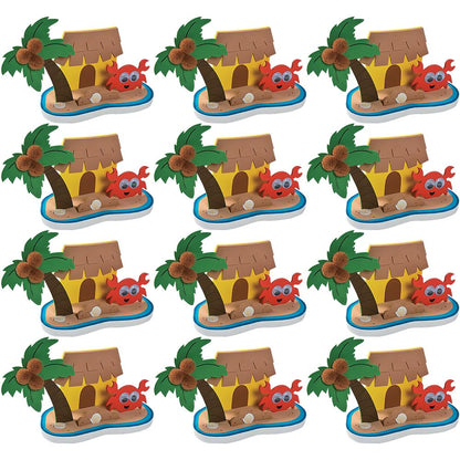 Fun Express 3D Tropical Island Scene Craft Kit - Craft Kits - VBS 2026 Vacation Bible School Supplies/Decor - 12 Pieces